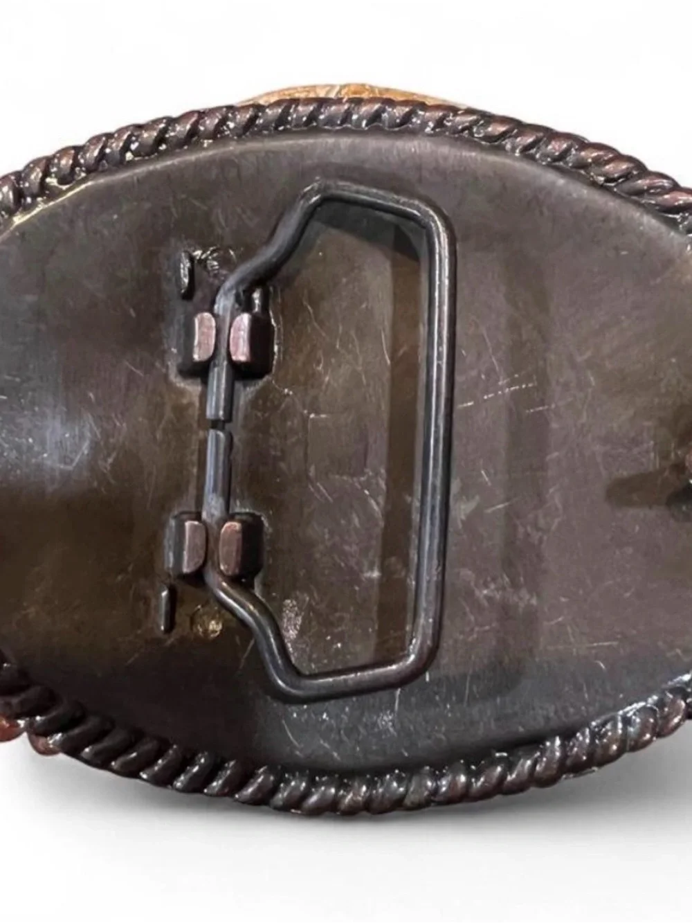 Vintage Handcrafted Brown & Tan Stone Statement Buckle